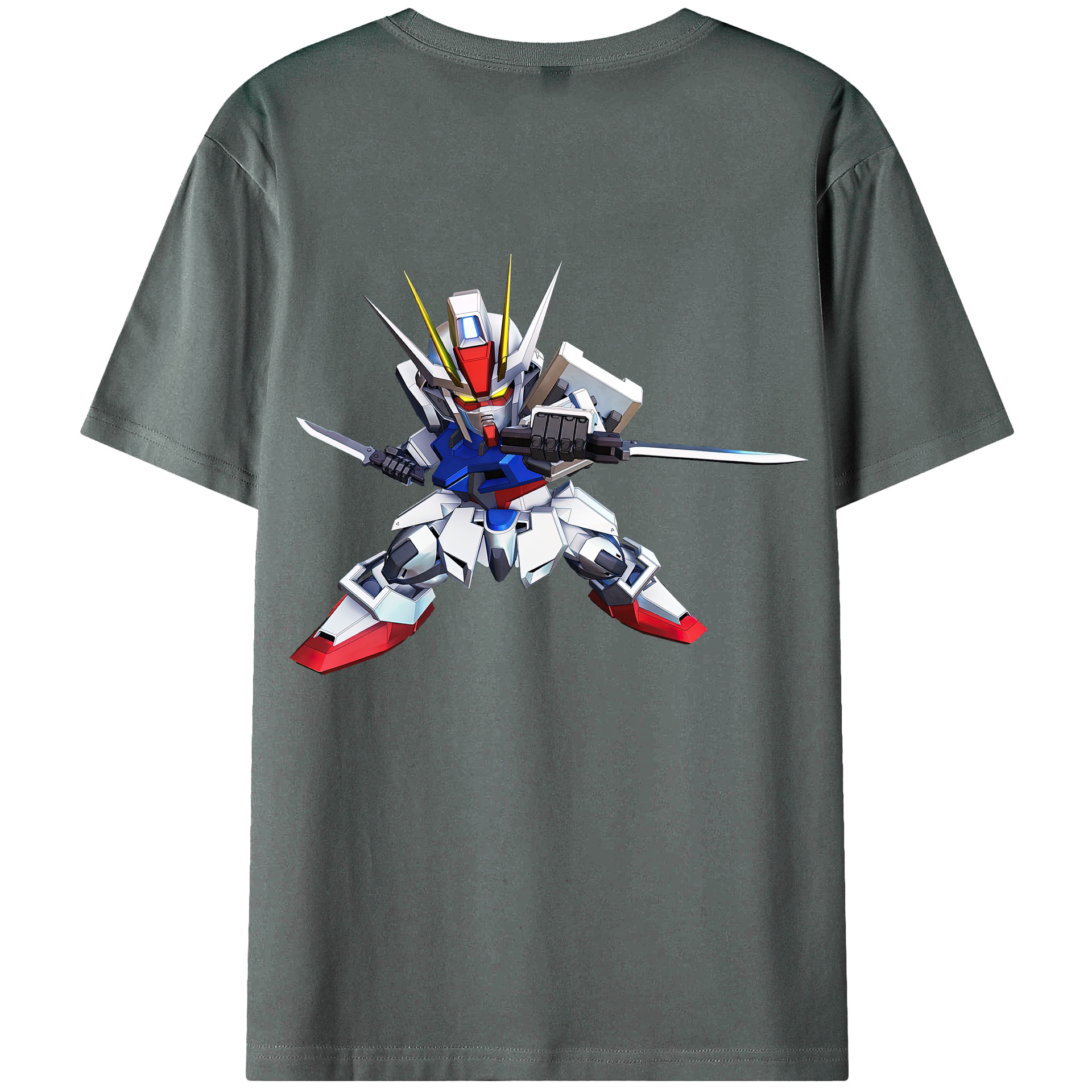 （画像用） 機動戦士ガンダム Mobile Suit Gundam 綿100％ メンズ半袖Tシャツ（バックプリント） 通気性